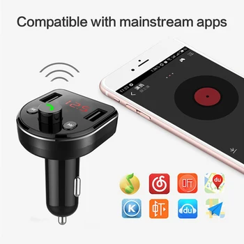 

Car Digital FM Transmitter Handsfree Bluetooth Wireless Car MP3 Player Phone USB Charger 4.8A Car Charger Adapter U Disk