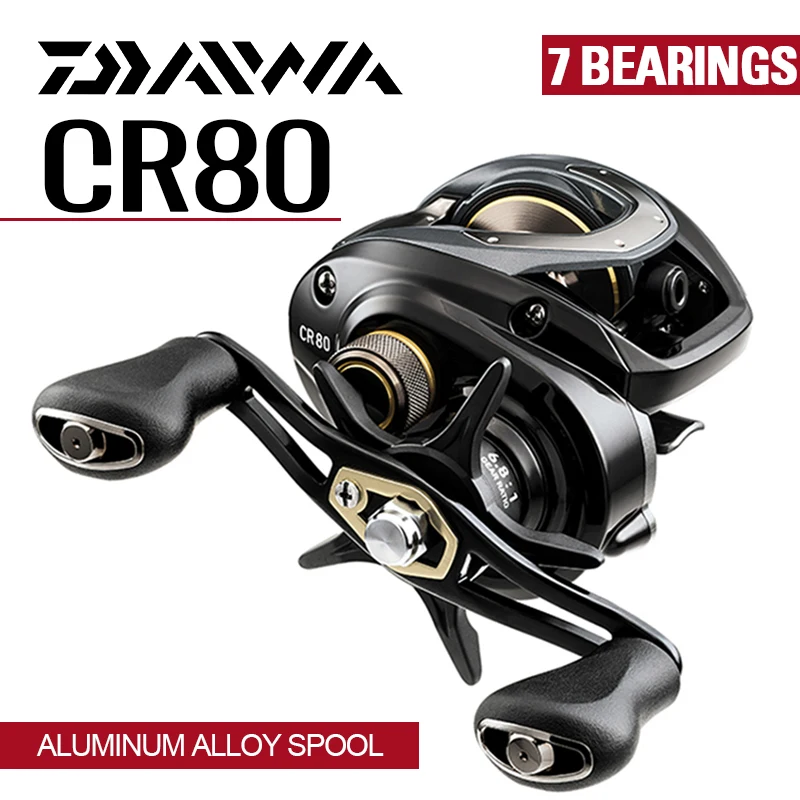 Get DAIWA CR80 Fishing reels 6.8/7.5 Gear Ratio Max Drag 7kg Baitcasting Fishing Reel pesca Max Drag 7kg Low Profile Fishing reels