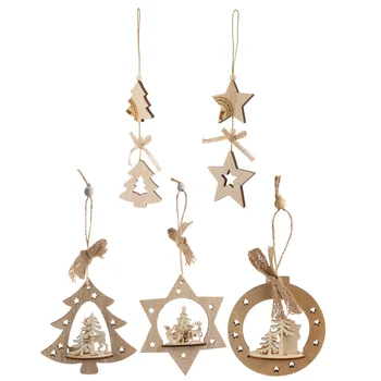

5Pcs Hanging Pendant Adorable High Quality Cartoon Hanging Pendant Xmas Wooden Ornaments Christmas Tree Decor for Christmas Tree