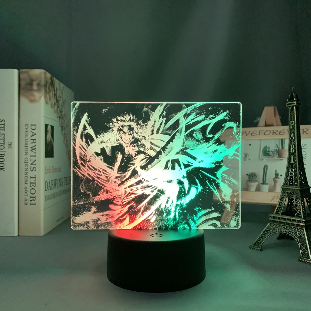 Led Lamp Dual Color Anime Demon Slayer Kyojuro Rengoku for Room Decor Birthday Gift Manga Kimetsu No Yaiba Two Tone Light | Лампы и