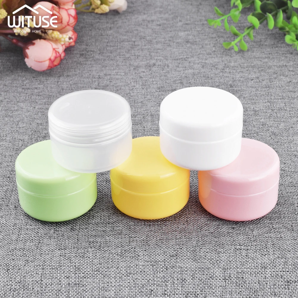

1pc Refillable Bottles Plastic Empty Makeup Jar Pot Travel Face Cream Lotion Cosmetic Travel Container 5 Colors 20/50/100g