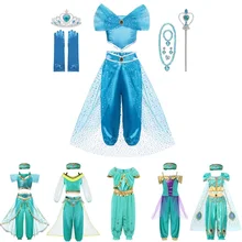 Платье Цвета Жасмин ап аравийская принцесса Лампа Алладина модный наряд Одежда для детей Хеллоуин вечеринка в честь Дня рождения Косплей Костюм