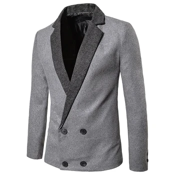 

New Men 's Sweater Korean Slim V-neck Cardigan Double Button Jacket Spring New Style Lapel Collar Blazer Outwear Men Clothes XXL