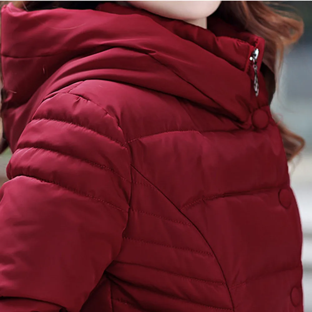 Женская парка с капюшоном, верхняя одежда, женское теплое пальто, длинная толстая хлопчатобумажная набивная тонкая куртка, модное зимнее теплое пальто c819