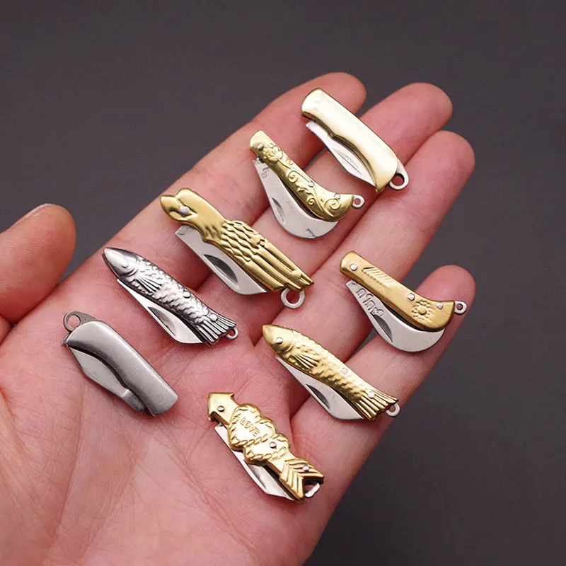 Mini Pocket Knife Folding Brass Keychain Pendant Cleaver Outdoor Tools Emergency Tool Gift Keyrings New | Украшения и аксессуары