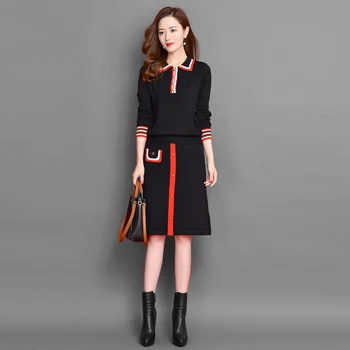 

Women's suit 2020 autumn and winter new long-sleeved lapel pullover blouse + short skirt women's fashion skirt 2-piece set