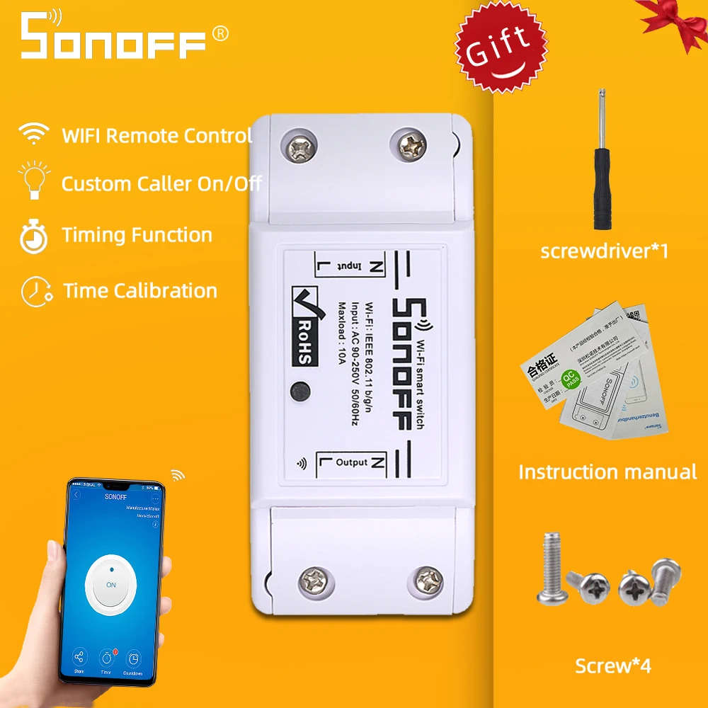  ITEAD Sonoff Basic Wifi Switch For Smart Home Automation Relay Module Remote Controller 10A 90-250V - 32989856777