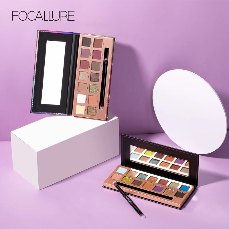  FOCALLURE Glitter Eye shadow palette 14 colors professional pallete easy to wear long lasting Tropi