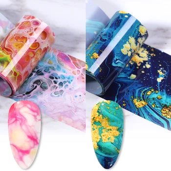 

2 Boxes Nail Foils Marble Gold Line Nail Art Transfer Sticker Paper Pink Blue Foils Bright Marble DIY Design Decoration 4*100cm