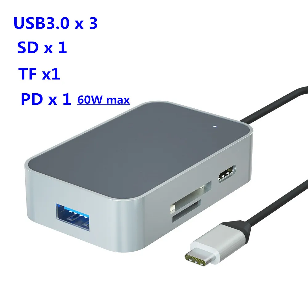 6 in 1 HUB Thunderbolt 3 USB 3,1 type C к HDMI сплиттер PD 100W зарядный адаптер 4K 60Hz док-станция type-c концентратор для Macbook MateBook проектор - Цвет: 6 in 1 HUB