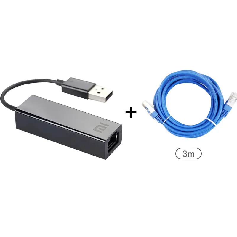 Adapter and 3m cable Крепление для спортивной камеры Xiao mi USB для оптоволкна вай-карты RJ45 кабель адаптера внешней 10/100 Мбит/с на mi коробка S 3C/3S 4 4C SE портативных ПК Тетрадь Usb2.0 - Цвет: Adapter and 3m cable