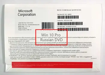 

Microsoft Windows 10 Pro Operate System Product Key OEM COA License Include DVD 64 Bit 1 Device English Russian Version