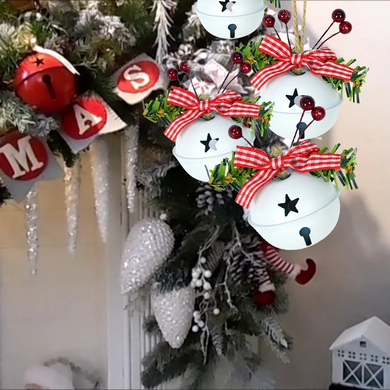 Home Kontor Xmas Tree Ornaments Bells Bell Christmas Grape Ball Red White 