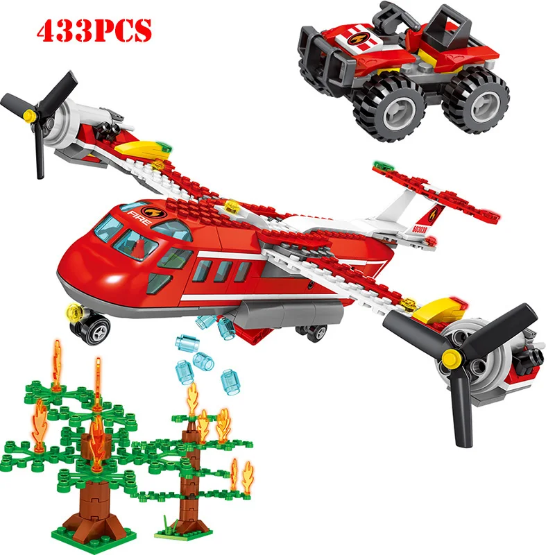 

City Rescue Fire Fighting Helicopter Fireman Figures Building Blocks Compatible Legoed City Technic Bricks Child Educational Toy