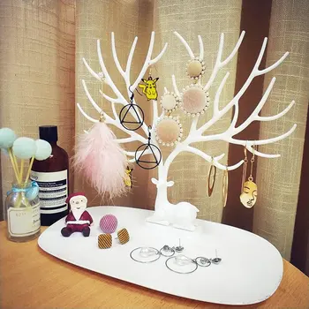 

1PC Deer Jewelry Earrings Necklace Chain Brecelet Stand Fashion Decoration Container Display Deer Stand Tray Tree Storage