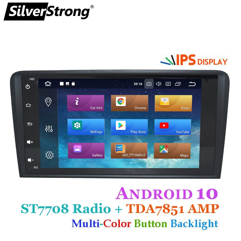 SilverStrong 2Din Android10.0 автомобильный DVD DSP для Audi A3 S3 2003 2004 2011 2008 Автомобильный Радио GPS