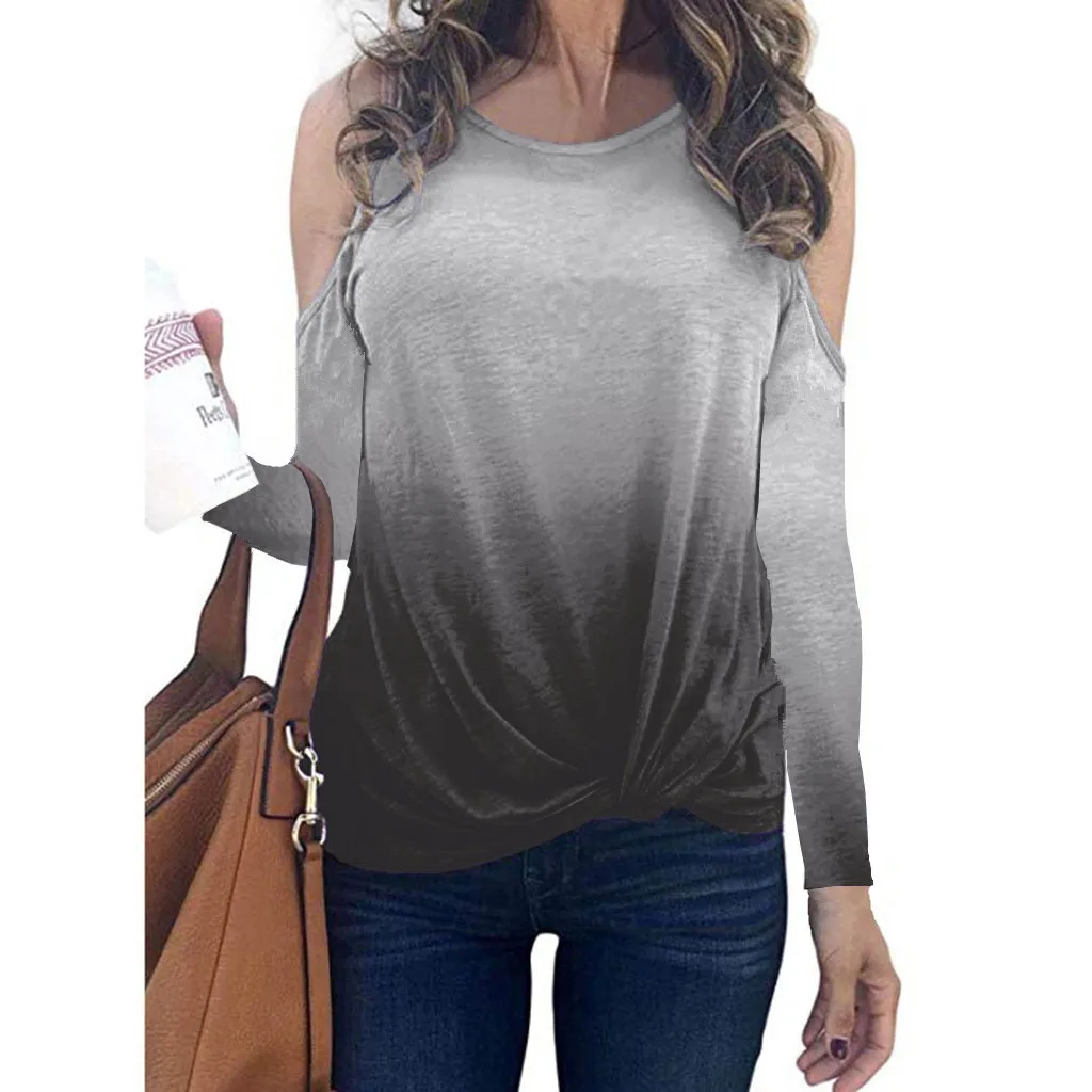 

Winter Blouses Woman 2019 Plus Size 5xl Cold Shoulder Long Sleeve Blouse Women Tops Vintage Shirt Women Streetwear O Neck Blouse