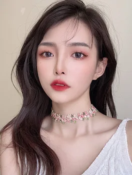 

Delicacy Choker Elegant Gentle Choker Flower Necklace Women's INS Simple Necklace GIRL'S Summer New Style