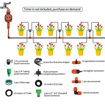 

Drips Irrigation System Drips Irrigation Kit Plant Self-Watering Adjustable Water Flow Distribution Tubing for Misting Cooling