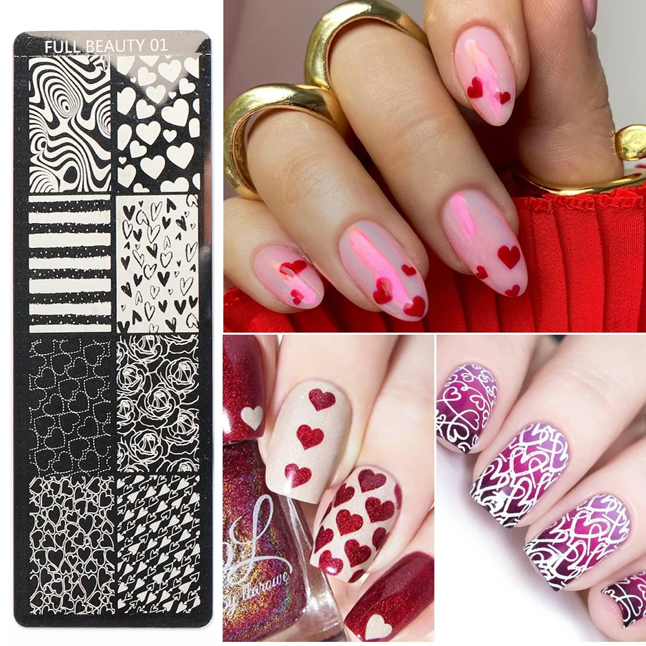 Stamping Nail Art Stamp Plates Flower Leaf Heart Letters Image Geometric Designs  Nail Polish Printing Stencil Manicure Trfb01-06 - Nail Templates -  AliExpress