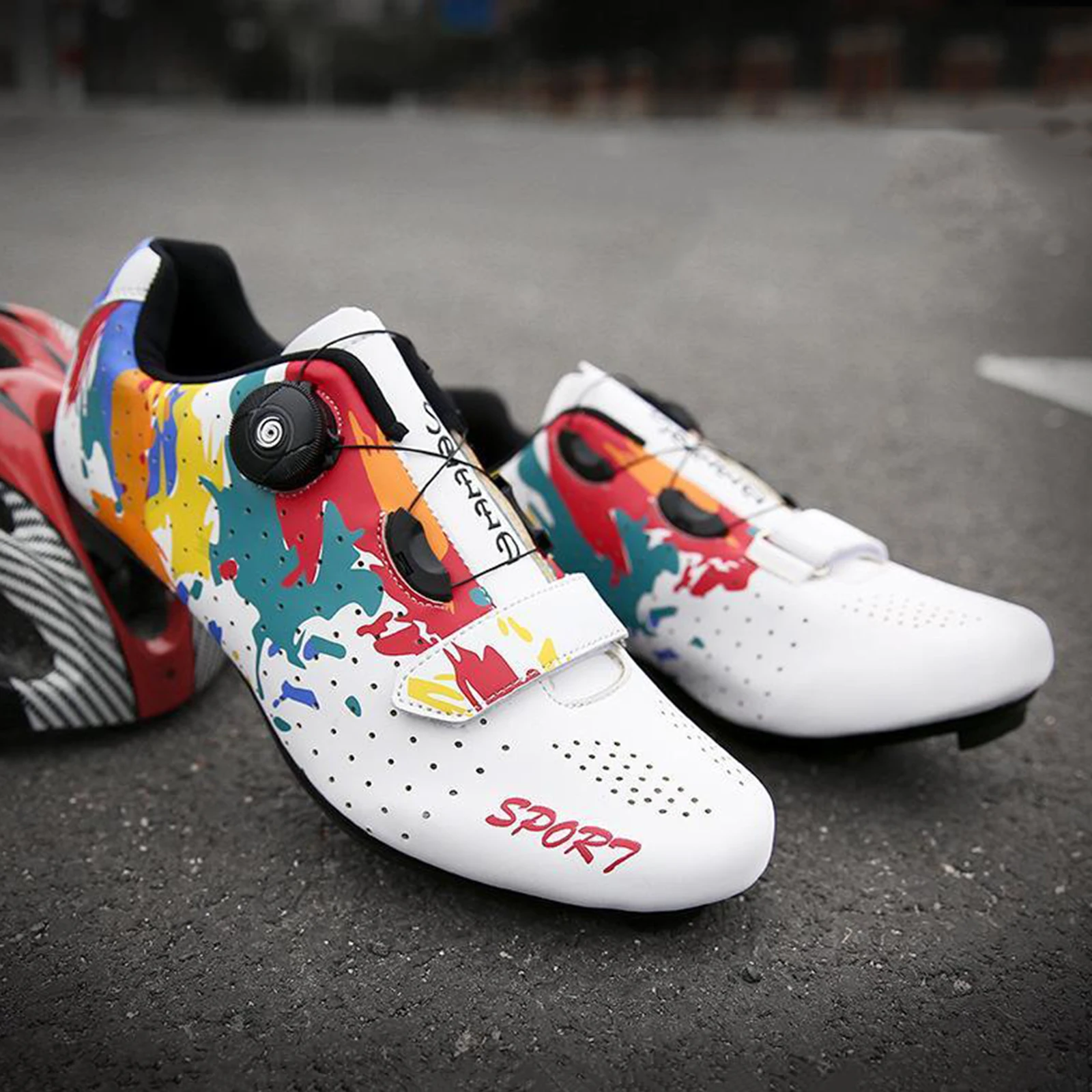 Road Bike Cycling Shoes Sneaker Lock Shoes 2 3 Bolt Bicycle Shoes Cycling Look SPD SL System Cleat Shoes Cycling Equipment Gear