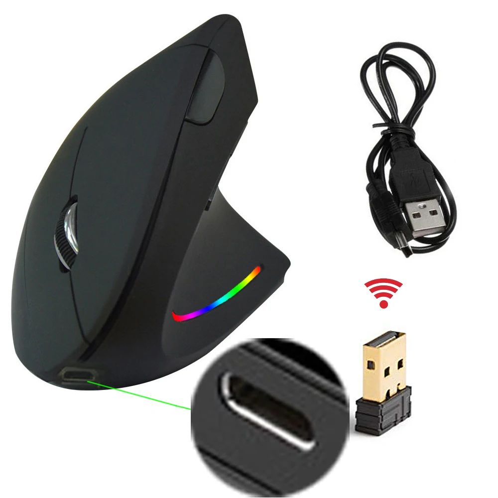 

Wireless Mouse Vertical Mouse Ergonomic Optical 800/1200/1600/2400 DPI 6 Buttons Mause for Windows MAC OS