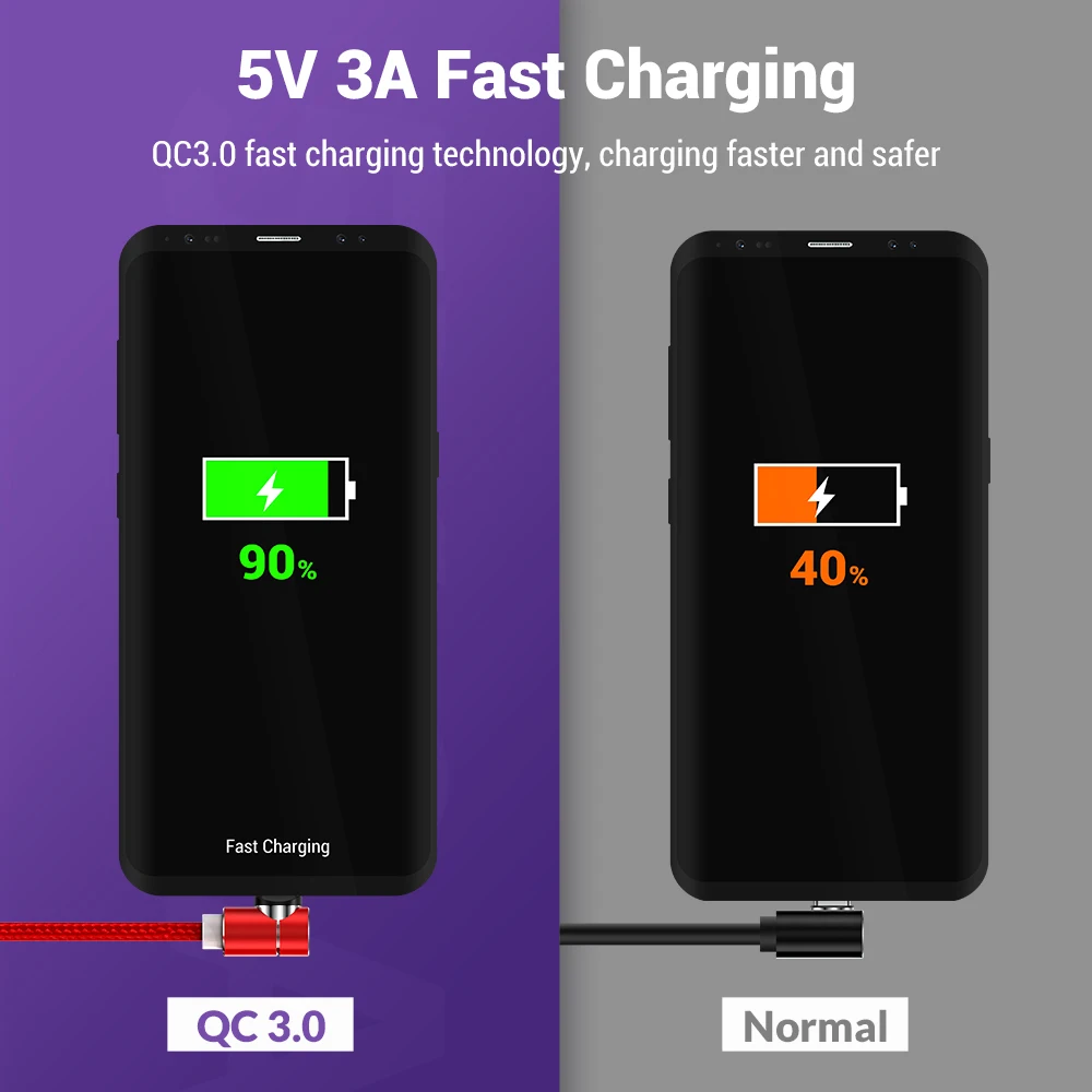 TOPK Led 3A Магнитный USB быстрый заряд кабеля C type кабель для samsung Phone & 8pin зарядный и Micro