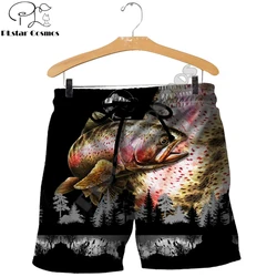 Cool Trout Fishing All Over 3D Printed Mens Shorts Unisex Streetwear Summer Beach Loose Shorts Casual Pants Polyester SDM07