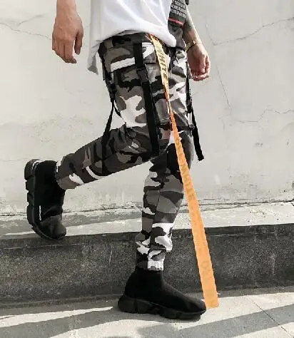 white camouflage Мужские брюки уличные хип-хоп модные брюки Джоггеры мужские брюки для танцев Размер США s-xl - Цвет: white camouflage