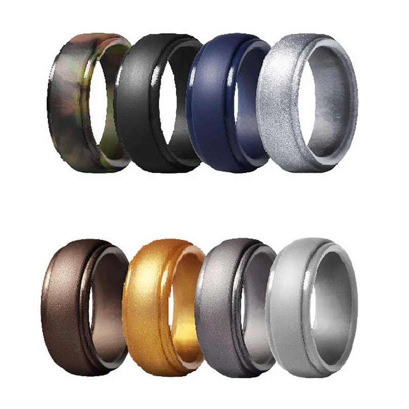 Silicone Ring 8pcs/set Simple Style Arc Smooth Flexible Unisex Fitness equipment