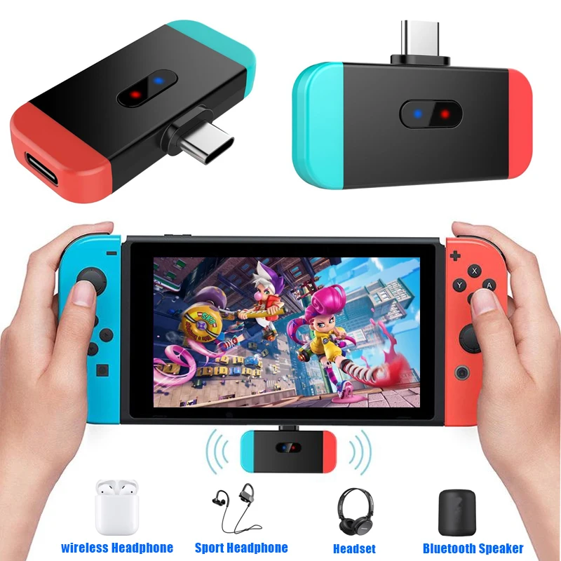 

USB C to Bluetooth Audio Adapter Wireless Audio Transmitter Converter for Nintendo Switch for SONY PS4 40JUN4