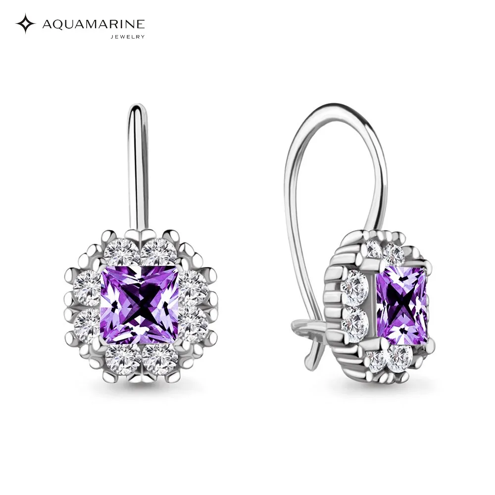 Children earrings AQUAMARINE with artificial vstavkmi cubic zirconia silver 925 | Украшения и аксессуары