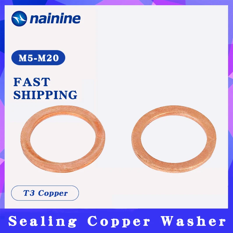 100pc Din7603 [m3m16] T3 Sealing Copper Washer For Boat Crush Washer Flat Seal Ring Fitting