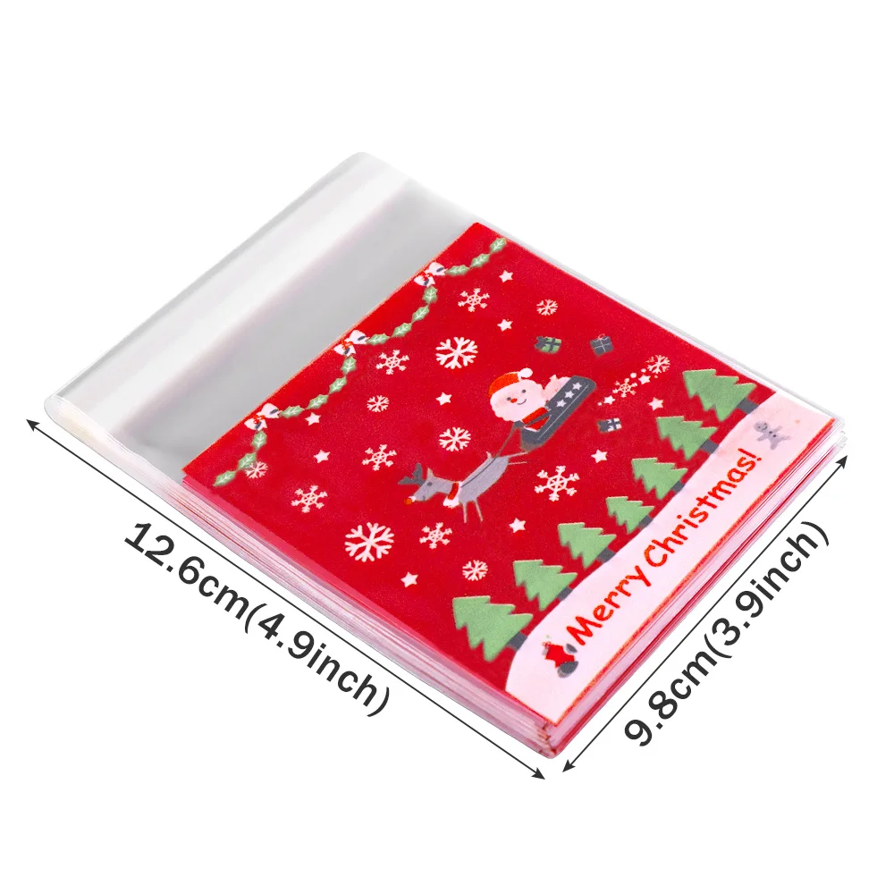 047 C-50pcs красные/зеленые рождественские подарочные пакеты, коробка для конфет со снежинками, рождественские десертные пакеты для печенья, рождественские украшения для дома - Цвет: 047