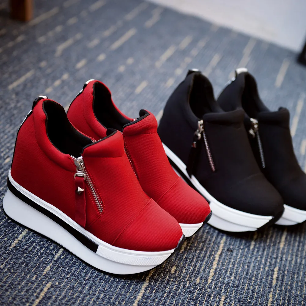 SAGACE-Botas de cuña para mujer, zapatos de plataforma, botines antideslizantes, a la moda, informales, ligeras, cómodas, transpirables, para caminar, n. ° 45