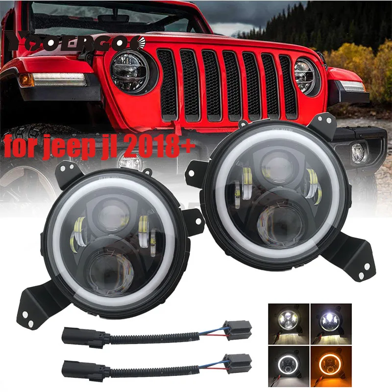 9 дюймов светодиодный фары проекционный комплект фар для джипа Wrangler JL 2018 2019|Фара