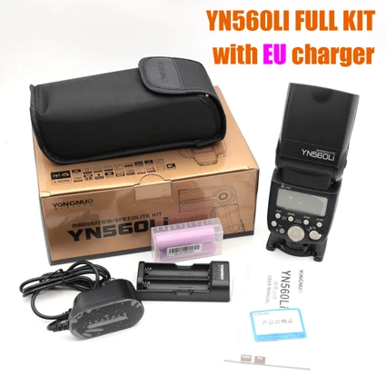 Flash add EU charger YONGNUO YN560Li YN560 LI комплект фотовспышки Беспроводная вспышка Master Slave для камеры Canon Nikon GN58 ультрабыстрая зарядка - Цвет: Flash add EU charger