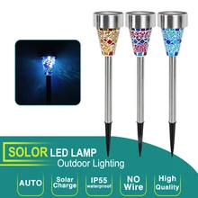 3 шт. уличный светильник на солнечной энергии, мозаичный светодиодный светильник из нержавеющей стали для садовой лужайки, аварийный портативный светильник, современный садовый декор, светильник