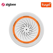 Sirène intelligente Tuya Zigbee, alarme avec capteur de température et d'humidité, fonctionne avec Hub intelligent TUYA