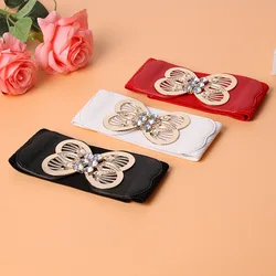 Women Waist Seal Butterfly Pattern Girdle Loose Tight Waist Corset Knitting Belt Rhinestone Inlay Dress Elastic Belts For Ladies