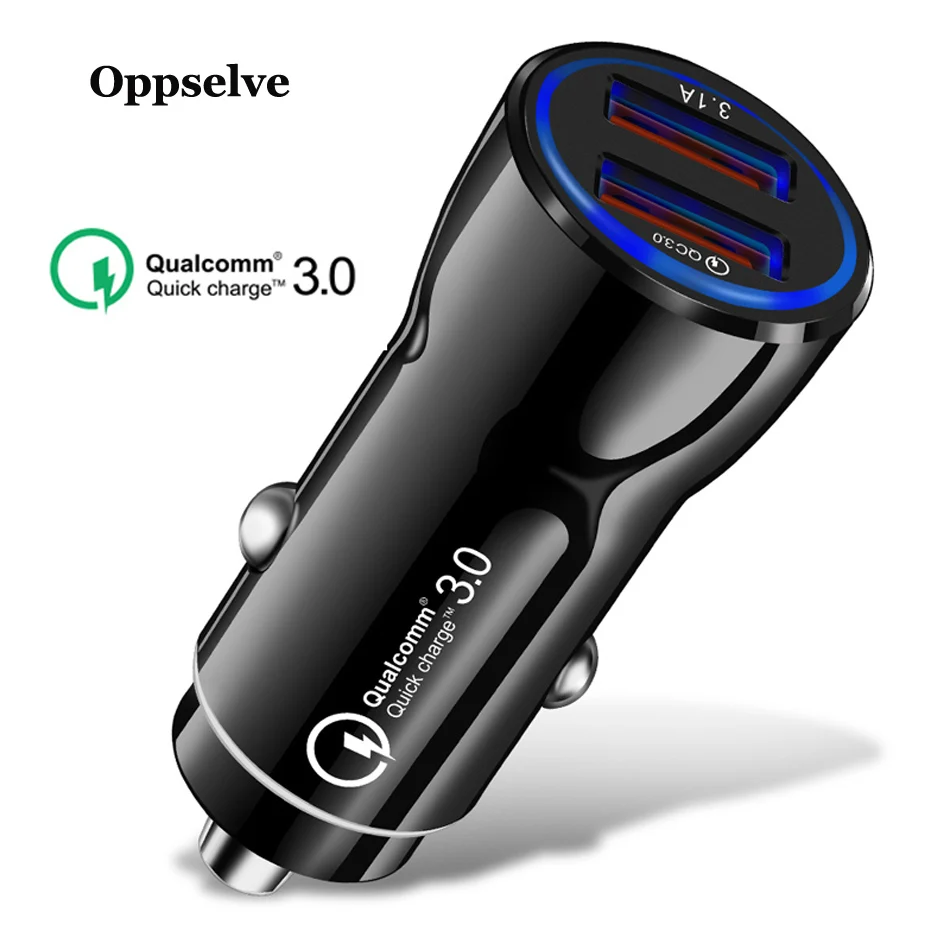 Мини-Переходник USB для зарядки в машине Быстрая зарядка 3,0 Автомобильное USB зарядное устройство мобильный телефон QC3.0 двойной USB Автомобильное зарядное устройство 2 порта для iPhone samsung