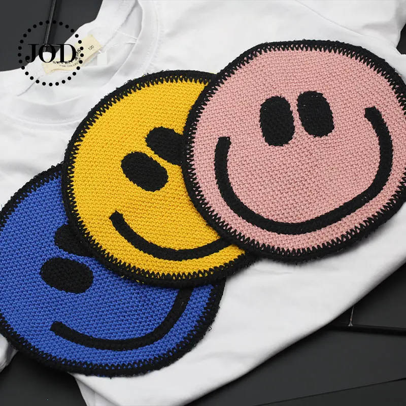 

Round Face Head Smile Patches for Clothing Sew on Badges Embroidery Patch Applique Stickers on Clothes Jacket Backpack Sewing