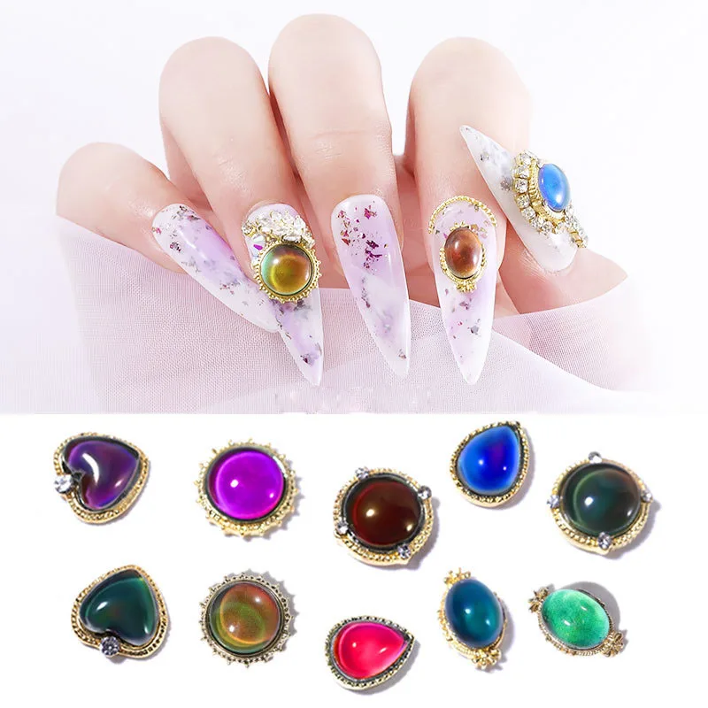 Украшения для ногтей из термохромного сплава с кристаллами меняющимися при