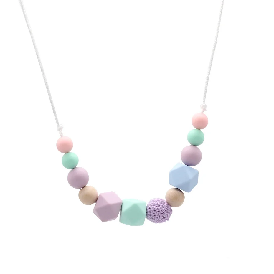 1 силиконовое зубное ожерелье, включая жевательные бусины, подходит для детских зубов, без бисфенола а, ожерелье для мамы, детские игрушки