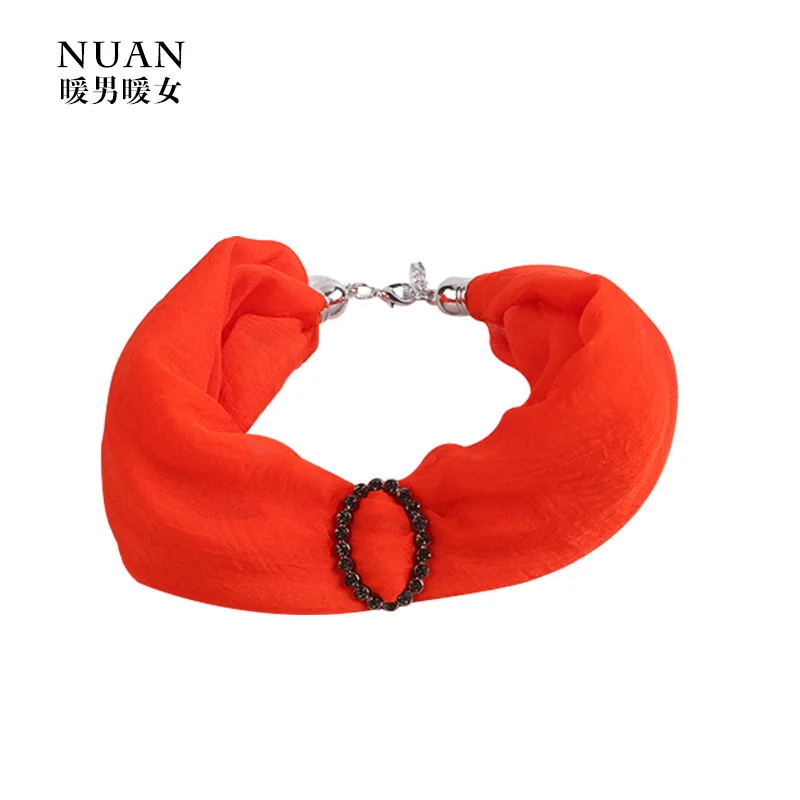 

simple small fresh shell silk scarf necklace protect neck against sun wrinkle chiffon soft silk scarf woman pendant scarf