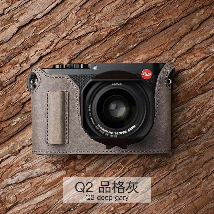 Mr. Stone ручной работы из натуральной кожи чехол для камеры видео половина сумка боди для камеры Leica Q Q2 камера typ116 - Цвет: Q2 Deep gray