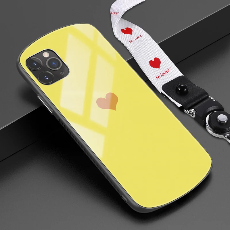 Для iphone 11 pro max 6,5 6,1 защитный чехол из закаленного стекла в форме дуги красочные игровые чехлы для iphone 11 6,1 стеклянная оболочка - Цвет: yxhuangseaixin