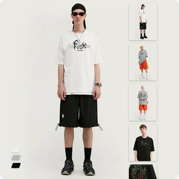 

VIMASS 2020 summer new European American tide brand rock heavy metal English printing men short sleeve loose Tshirt