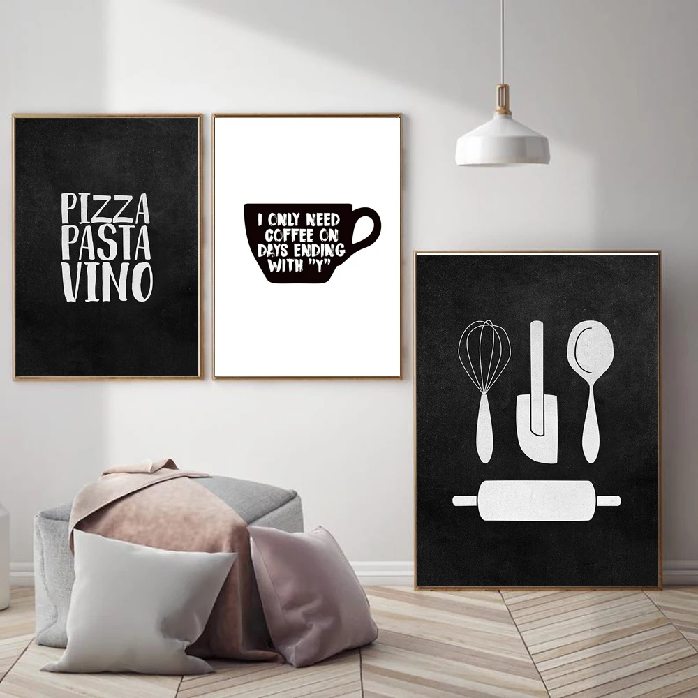 Restaurant-Wall-Decor-Black-White-Posters-Pizza-Pasta-Kitchenware-Canvas-Painting-Print-Wall-Art-PictureFor-Unique (3)