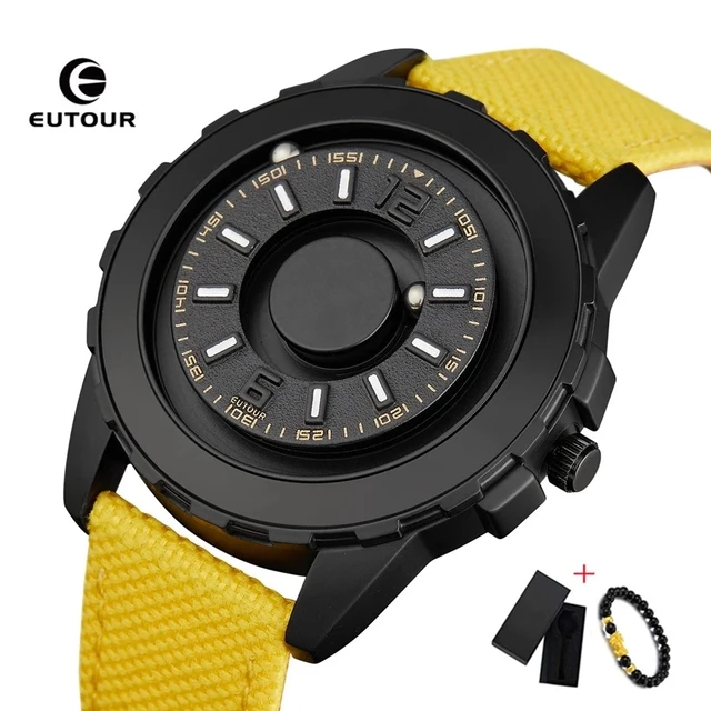 EUTOUR-reloj magnético de silicona para hombre, cronógrafo de lujo, a la  moda, de cuarzo, bola magnética azul, resistente al agua, envío directo -  AliExpress